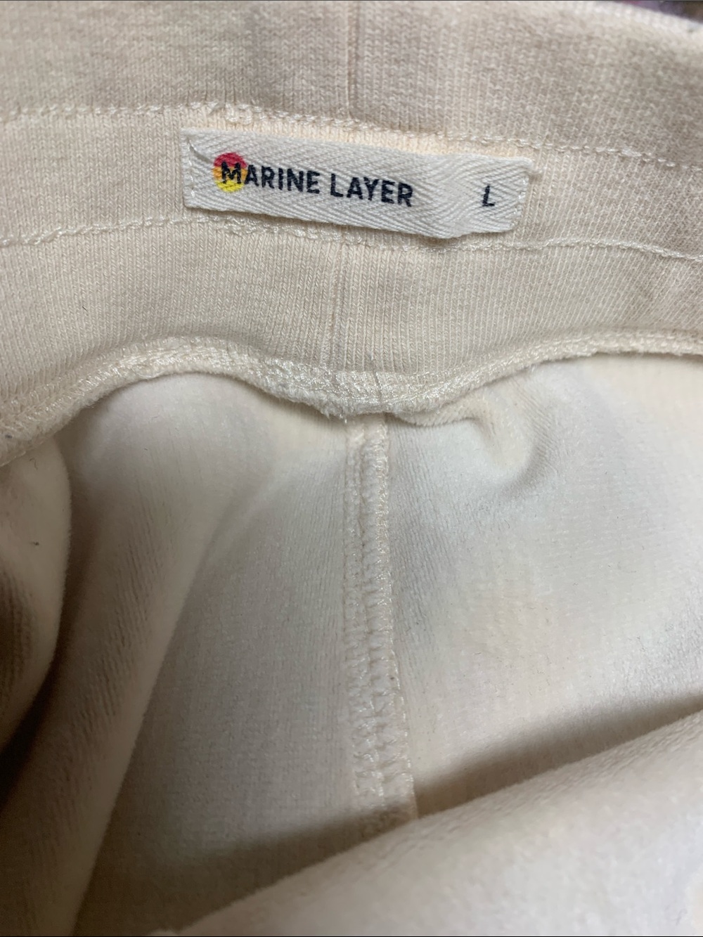 Marine Layer Cream Corduroy Pull On Wide Leg Pants Size L - Picture 4 of 6